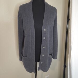 Lands' End Gray Women's Button-up Cozy Cardigan Sweater Size M